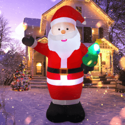 Vintoney 8FT/244cm Weihnachten Aufblasbarer Weihnachtsmann Aufblasbares Rotierendes LED-Licht Gartendekoration Aufblasbar Innen und Außen Verbesserte Weihnachtsmann Weihnachtsdekoration
