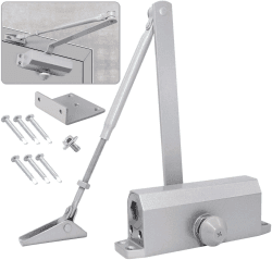 MARIE Türschließer Automatik Hydraulik, Feder Türschließer mit Feststellfunktion, Puffer Geschlossen für Gewerbliche und Private Zuhause 40-65 kg Tür mit Videoinstallation EN1154 Zertifizierung Silber Mit Feststellfunktion Silber