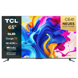 TCL 65C641, 65-Zoll-QLED-Fernseher, 4K Ultra HD, Google TV (Dolby Vision und Atmos, Bewegungsklarheit, Freisprech-Sprachsteuerung, kompatibel mit Google Assistant und Alexa) C641 2023 Model 65 Zoll