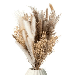 Trockenblumen Strauß mit echtem Pampasgras und Eukalyptus I Getrocknete Blumen Deko Wohnzimmer I Boho Blumenstrauß aus getrockneten Naturprodukten