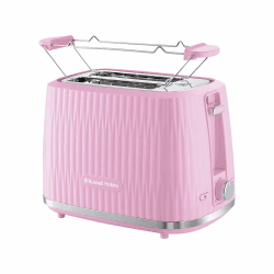 Russell Hobbs Toaster [für 2 Scheiben] Eden (6 Bräunungsstufen, Hebefunktion, Auftau-, Aufwärm- & Stoppfunktion, Krümelschublade, Brötchenaufsatz, Himbeere) 27372-56