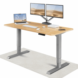 Desktronic Höhenverstellbarer Schreibtisch (160x80cm) - Schreibtisch Höhenverstellbar Elektrisch mit Flüsterleisem Dual-Motor & Touchscreen - Hohe Tragfähigkeit - Stehtisch HomePro Grau + Eiche 160 x 80 cm