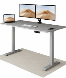 Desktronic Höhenverstellbarer Schreibtisch 160x80 cm - Stabiler Schreibtisch Höhenverstellbar Elektrisch - Standing Desk mit Touchscreen und Integrierten Ladesteckern Grau 160 x 80 cm