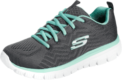 Skechers Damen Graceful Get Connected Sneakers 39 EU Charcoal Mesh Green Trim