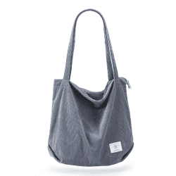 KALIDI cord Tasche Damen Umhängetasche mit Reißverschluss,Groß Shopper Tasche Tote Bag Handtasche Schultertaschen für Arbeit Büro Reisen Einkaufen Schule und Alltag Grau