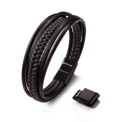 SERASAR Premium Echtlederarmband für Männer [Braid] in Schwarz & Braun | Verschiedene Längen | Magnetverschluss aus Edelstahl | Inklusive Schmuckschachtel | Tolles Geschenk für Männer 21cm Braun