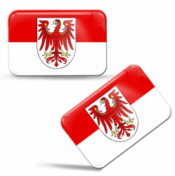 Biomar Labs® 2 x Aufkleber 3D Gel Silikon Stickers Brandenburg Flag Flagge Fahne Auto Motorrad Fahrrad Fenster Tür PC Handy Tablet Laptop F 104
