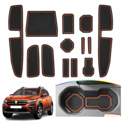 SKTU Antirutschmatten kompatibel mit Dacia Sandero III 2021-2024 Gummimatten Türschlitzmatte (Orange)