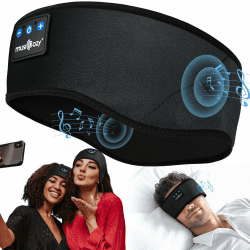 MUSICOZY Schlafkopfhörer Bluetooth 5.4, Schlaf Kopfhörer Sport-Kopfhörer 14+STD Spielzeit Kopfhörer Schlafen mit HiFi-Stereo, Ergonomisch Tech Gadgets für Seitenschläfer (Hellschwarz, L) L Hellschwarz