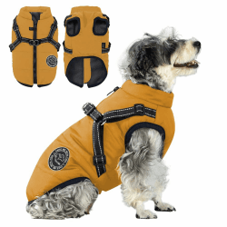 Savlot Hundejacke Winterweste Jacken Hundemantel Hundepullover Haustier Skifahren Kostüm Ärmellose Baumwolle Gepolsterte Weste Mit Brustgurt Gurt - Gelb, M M Gelb