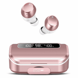 Lekaby Bluetooth Kopfhörer,In Ear Kopfhörer Bluetooth 5.3 mit 128H HiFi Stereo，2024 Neue Bluetooth Kopfhörer mit 4 ENC Mic, IP7 wasserdichte Earbuds LED-Anzeige,USB-C Kopfhörer Touch Control Sakura