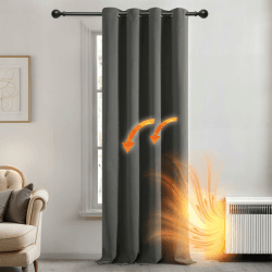 Deconovo Thermovorhang Blickdicht Verdunkelungsvorhang Ösen Vorhang Blickdicht Dicke Thermogardine Kälteschutz warm Hitzeschutz, 214x132 cm(HöhexBreite), Hellgrau, 1 Stück H214 x B132 cm (1er Pack) Hellgrau