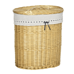 HOMCOM Wäschekorb aus Weide Weidenrute Wäschebox Wäschesammler geflochten mit Wäschesack mit Deckel Natur 100L 51 x 38 x 57 cm