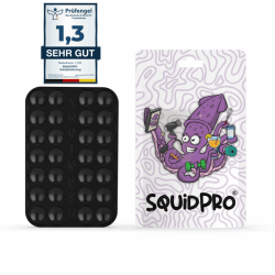SQUIDPRO® - Silikon Saugnapf Handyhalterung, selbst-klebend, Kompatibel mit Allen weltweit gängigen iPhone- und Android Mobiltelefonen BZW. Handyhüllen, Freihändige Halterung für Selfies und Videos Black