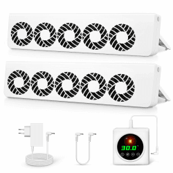 ecoCalm Heizkörper Ventilator 2.0 mit Regler mit intelligenten Thermostaten, Heizkörperlüfter mit 10 Lüfter die Effizienz der Heizung und Sparen Energie (Duo Set)