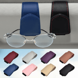 Modazon Brillenhalter für Auto, Sonnenbrillenhalter Auto, Magnetischer Leder-Sonnenbrillenclip für Autovisier, Autozubehör für Damen und Herren Innenraum, Visier Sonnenbrillenhalter Clip Schwarz + Blau