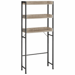 VASAGLE Toilettenregal, 3 Ebenen, Badezimmerregal, platzsparend, einfach zu montieren, für Waschküche, industrieller Stil, Grège und Schwarz, BTS002B02 Grège + Schwarz