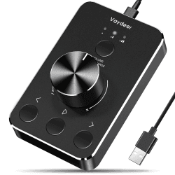 Vaydeer USB Lautstärkeregler: Audio Adjuster für PC & Computer-Lautsprecher, kompatibel mit Windows/Mac OS/Linux/Android - Schwarz. black