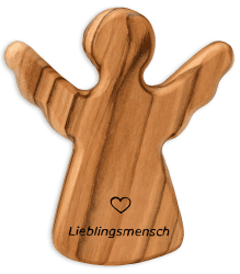 Kassis Geschenkartikel Olivenholz-Schutzengel - Handgefertigte Engel-Figur aus Bethlehem - Schutzengel-Glücksbringer - (Lieblingsmensch) - (1 Stück) Lieblingsmensch 1