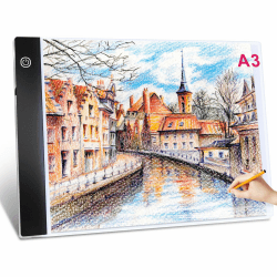 Guiseapue Led Licht Pad A3, Leuchttisch Einstellbare Leuchtkasten Copy Board, Light Pad für Diamond Painting Skizzieren Animation Malen Zeichnen Designen, Geschenk für Kinder Erwachsene
