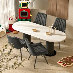 Hawthyhome Esszimmerstühle 4er Set | Polsterstühle mit 5 cm Sitzkissen • wasserdichtes PU-Leder Dining Chair • Küchenstuhl mit Rückenlehne • Moderne Sessel • Metallbeine • Schwarz FU01043BL-4 4er Set Schwarz
