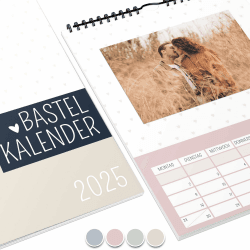 Fotokalender 2025 zum selbstgestalten (Bastelkalender 2025 im A4 Format) - DIY Kalender zum selber gestalten von Januar bis Dezember mit Ferienübersicht - Ideal als Geschenk - Herz HERZ 2025