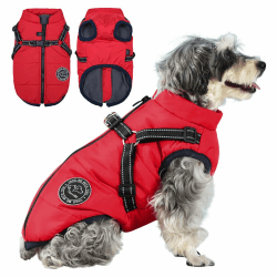 Savlot Hundejacke Winterweste Jacken Hundemantel Hundepullover Haustier Skifahren Kostüm Ärmellose Baumwolle Gepolsterte Weste Mit Brustgurt Gurt - Rot, XL XL (1er Pack) rot