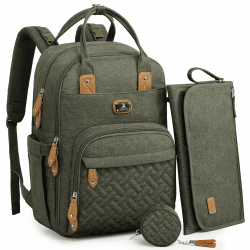 Dikaslon Wickeltasche Rucksack Großer Wickelrucksack mit Multifunktions-Babytaschen und mobiler Wickelauflage - Schnullerhalter und Kinderwagengurte - für Mama und Papa, Einheitsgröße Armeegrün