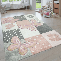 Paco Home Teppich Kinderzimmer Junge Mädchen Kinderteppich Spielteppich Kurzflor Regenbogen Bauernhof Einhorn Schmetterling Hase, Grösse:160x230 cm, Farbe:Bunt 3 160 x 230 cm (Rechteckig) Bunt 3