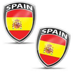 Biomar Labs® 2 x Aufkleber 3D Gel Silikon Abzeichen Stickers Auto Motorrad Fahrrad Fenster Tür PC Handy Tablet Laptop Spanien Spain Spanische Spanish Flagge Fahne Flag F 153
