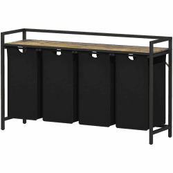 Lifewit Wäschekorb 4 Fächer, 168L/4x42L Wäschesammler mit Ablage und herausziehbaren Säcken, Wäsche sortiersystem, Waschesammelbox für Schlafzimmer, Badezimmer, Schlafsaal, 124x33,4x76cm, Schwarz Schwarz 168L (124 x 33.4 x 76cm)