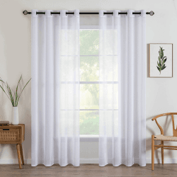MIULEE 2er Set Sheer Voile Vorhänge mit Ösen Transparente Gardinen aus Voile Polyester Ösenschal Transparent Wohnzimmer Luftig Dekoschal für Schlafzimmer 140 X 245 cm (B x H), Grommet Top Weiß H245 x B140 cm (2er Pack) Weiß