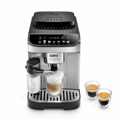 De'Longhi Magnifica Evo ECAM292.81.SB, Kaffeevollautomat mit Milchsystem, 7 Direktwahltasten für Cappuccino, Espresso und weitere Kaffeespezialitäten, Bedienfeld, 2-Tassen-Funktion, Silber/Schwarz 7 Getränke