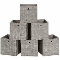 SONGMICS Aufbewahrungsbox, 6er Set, Ordnungsboxen aus Vliesstoff mit Griff, Boxen Aufbewahrung, 30 x 30 x 30 cm, Organizer Box, für Würfelregal, Faltbox, Kleideraufbewahrung, taupe meliert RFB006K01 30 x 30 x 30 cm Taupe Meliert