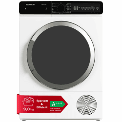 Telefunken T-WP-9-3-W Wärmepumpentrockner 9 kg | Trockner | Energiesparend - A+++ (10% sparsamer als Standard) | 175 kWh/Jahr | leise 62 dB | Wäschetrockner mit Knitterschutz und Startzeitvorwahl