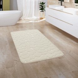 Paco Home Badezimmerteppich Badematte Badteppich Badvorleger Duschvorleger Waschbar Flauschig Memory Foam 3D Effekt, Grösse:50x80 cm, Farbe:Creme 5 50x80 cm Creme 5