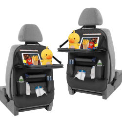 ERWEY Autositz Organizer Auto Organizer Kinder Reißfest mit Tisch und Vielen Sack Rücksitz Organizer mit iPad Tablet-Tasche Rückenlehnenschutz Auto Wasserdicht und Multifunktionale A: Pu-leder 2pcs