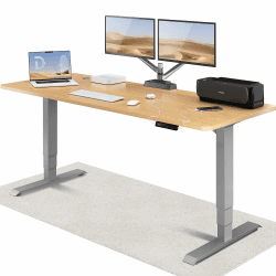 Desktronic Höhenverstellbarer Schreibtisch (200x80cm) - Schreibtisch Höhenverstellbar Elektrisch mit Flüsterleisem Dual-Motor & Touchscreen - Hohe Tragfähigkeit - Stehtisch HomePro Grau + Eiche 200 x 80 cm