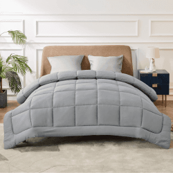 BEDSURE Winterbettdecke 200x200 Warm and Weiche - Bettdecke 200 x 200 Winter 450GSM Füllung, Öko Tex, Steppdecke für Allergiker Grau Grau 200x200 cm