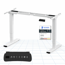 FLEXISPOT EC5W PRO Höhenverstellbarer Schreibtisch Elektrisch Tischgestell mit 2 starken Motoren, Super Belastung 160KG 3-Fach-Teleskop Memory-Steuerung und Softstart/-Stop (weiß) TISCHGESTELL PRO Weiß