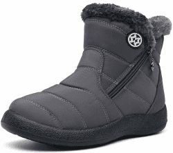 Gaatpot Damen Winterstiefel Wasserdicht Warm gefütterte Schneestiefel Winterschuhe Winter Kurzschaft Stiefel Boots Schuhe 40 EU Grau