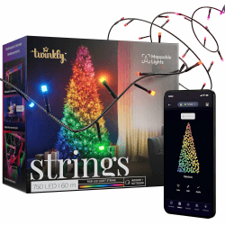 Twinkly Strings 750 RGB-LEDs, LED-Leuchten für den Außen- und Innenbereich, Smarte LED-Lichter, Kompatibel mit Alexa und Google Home, IP44, Weihnachtsdeko, App-Steuerung, Schwarzes Kabel, 60 m Led Rgb 60m Schwarze Schnur