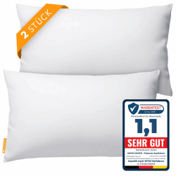 Gentle North Kopfkissen (30x50 cm groß) - 2er Set Kissen für Bett und als Dekokissen - Mit Reißverschluss für Füllung - Sofakissen - Zierkissen für Couch und Sofa - Ökotex - Waschbar bis 60° - Weiß 2 St. | 30 X 50cm