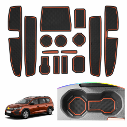 SKTU Antirutschmatten kompatibel mit Dacia Jogger 2021-2024 Gummimatten Türschlitzmatte (Orange)