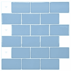 Art3d 10 Piece 30 * 30cm Fliesenaufkleber Schälen und Kleben Backsplash Fliesen Hellblau für Bad Küche