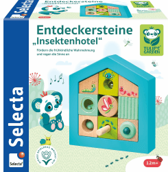 Selecta 62087 Tulips Garden, Entdeckersteine Insektenhotel, 11 Teile aus Holz, bunt