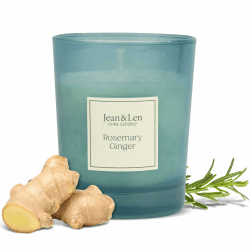 Jean & Len Duftkerze Rosemary & Ginger, für gemütliche Abende Zuhause, Handgemachte Duftkerze mit krautig-frischem Rosmarin & Ingwer Duft, Kerze im stylischen Glas, vegan, 120 g 120 g Petrol