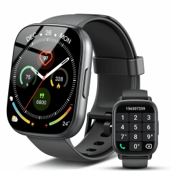 Smartwatch Herren Damen, 1,95"HD Touch Fitnessuhr mit Telefonfunktion, Smart Watch Fitness Tracker mit Pulsmesser Schlafmonitor Schrittzähler, IP68 Wasserdicht, 110+Sportmodi Sportuhr für iOS Android Schwarz