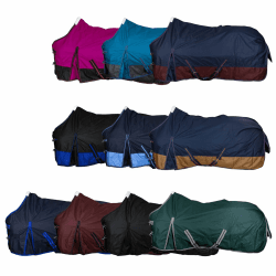 RL24 - Weidedecke 600D Basicline – als Regendecke & Übergangsdecke – Wind- & wasserdichte Outdoordecke mit Innenfutter & Kreuzbegurtung – Pferdedecke in Petrol/Graphit – 145cm (Nylonfutter) Petrol/Graphit 145cm (Nylonfutter)