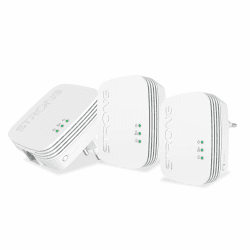 STRONG - Powerline 600 Triple Set Mini - 3 Powerline-Adapter 600 Mbps - Highspeed-Internetzugang - 300 m Reichweite - Für alle Boxen/Router - LAN-Anschluss - Plug & Play-Installation - weiß 3er Set Kompakt